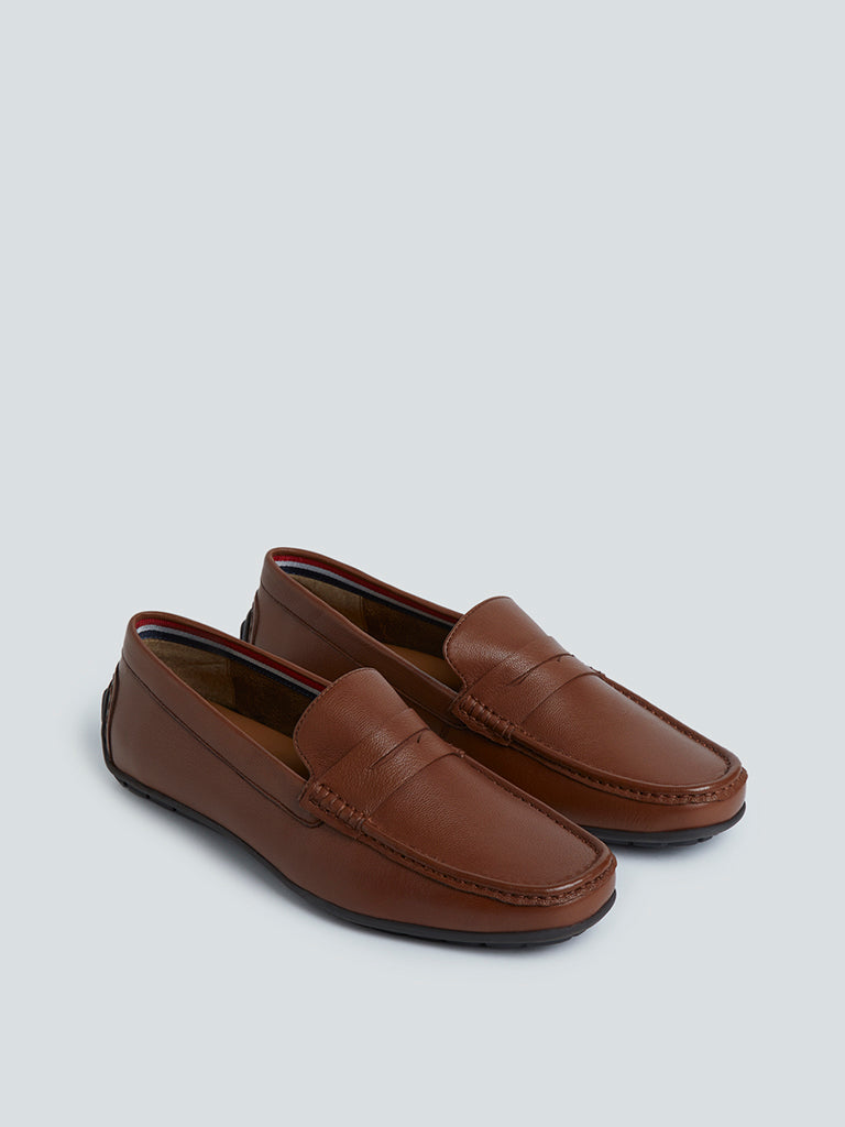 SOLEPLAY Dark Tan Faux Leather Loafers